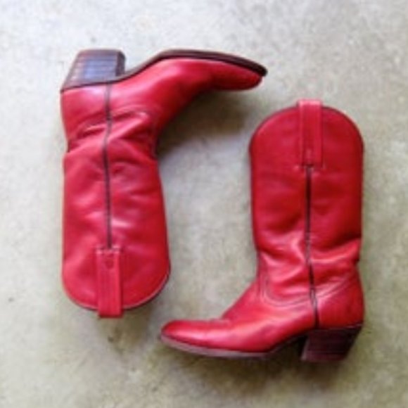 Frye Shoes - Vintage, Red, 80's Style, Frye Cowgirl boots